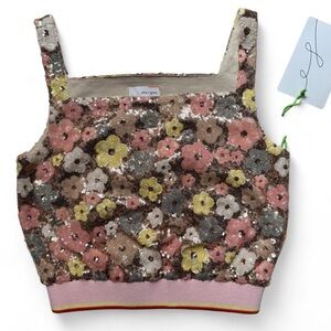 Elle Grey Floral Sequin Crop Top (Size S) ✨$35 ($58) Bundle w/Skirt